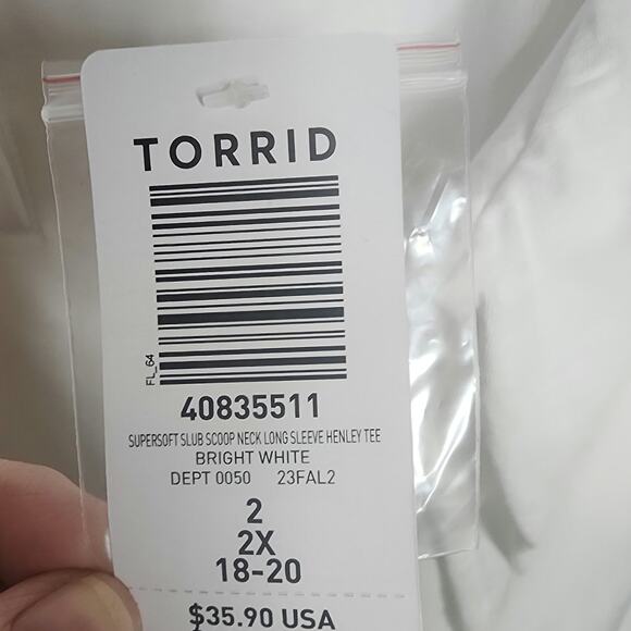 Torrid Supersoft Slub Scoop Neck Long Sleeve Tee, Bright White, 2X, NWT - Picture 5 of 7